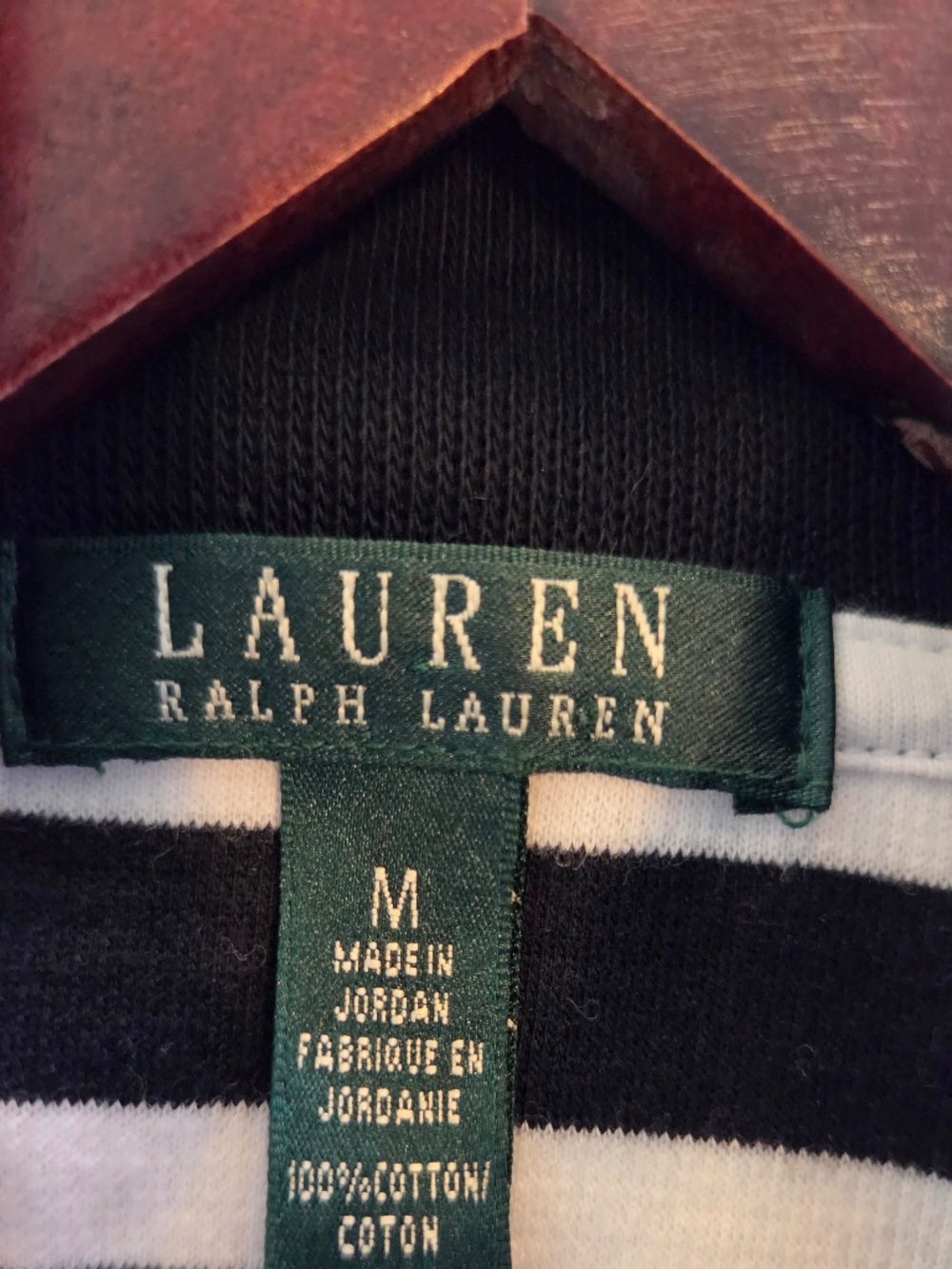 Lauren Ralph Lauren 100% cotton cardigan/sweater stripes M funnel neck preppy - Picture 7 of 7